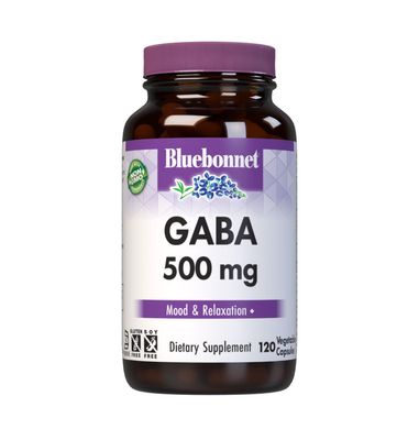 BlueBonnet Nutrition GABA 500mg, for Stress Relief, Supports Relaxation, Kosher, Vegan, Gluten-Free, Soy-Free, Non-GMO, 120 Count, 120 Servings