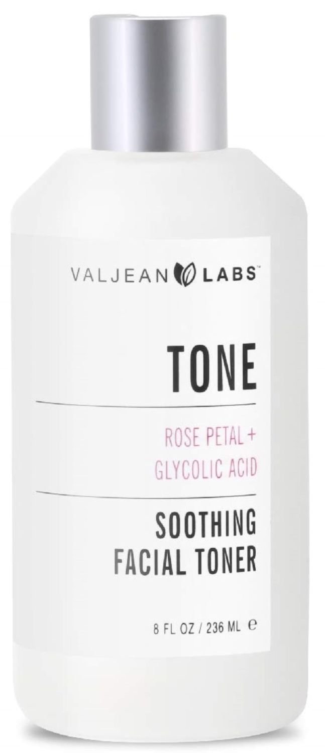 Valjean Labs Soothing Facial Toner Rose Petal Glycolic Acid Helps Calm Irritation, Brighten and Exfoliate Skin Cruelty Free, Paraben Free, Made in The USA 8 oz