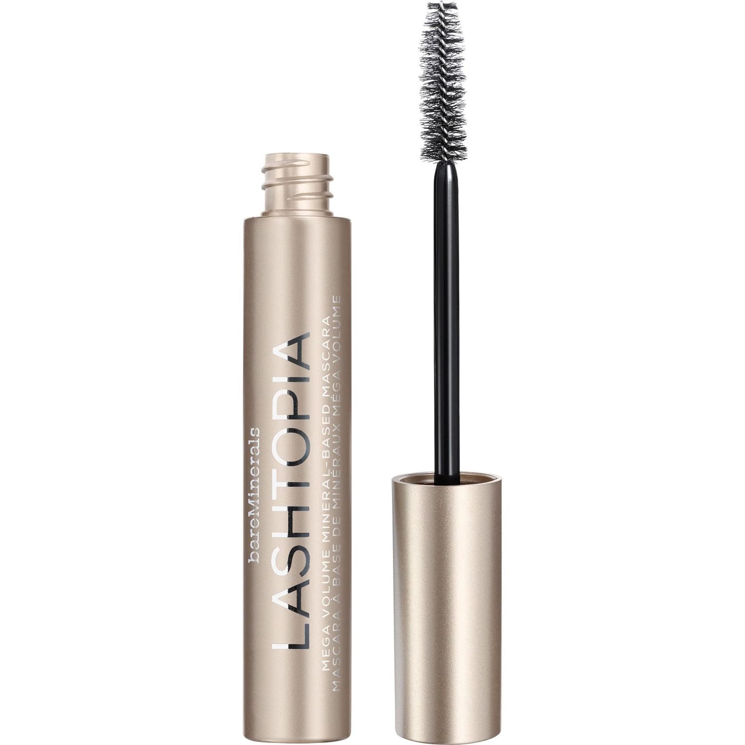 bareMinerals Lashtopia Mega Volume Mineral-Based Black Mascara, Volumizes Eyelashes, Nourishing Conditioning, Smudge Clump-Resistant, Vegan