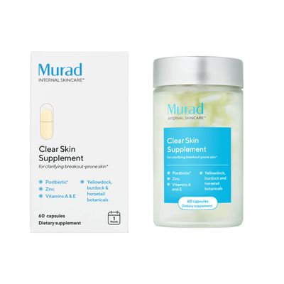 Murad Clear Skin Supplement for Acne-Prone Skin - Biotin, Zinc &amp; Vitamin A Beauty Supplement - Minimize Breakouts, Reduce Inflammation &amp; Control Sebum at the Cellular Level, 60 Caps - 30 Day Supply