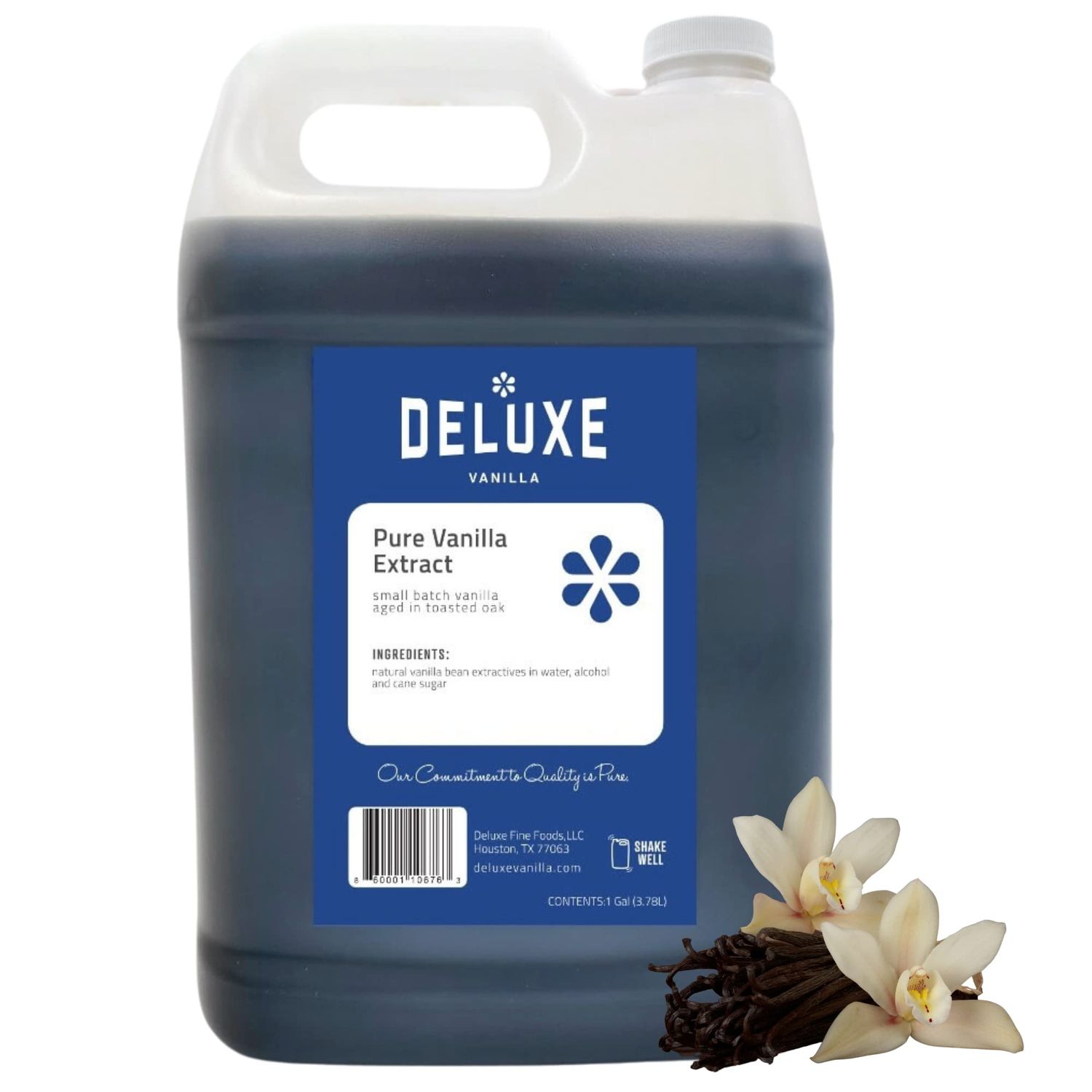 Deluxe Vanilla Pure Vanilla Extract Bulk - 128 oz 1 Gallon Made From Ugandan Vanilla Bean with Rich Creamy Vanilla Flavor