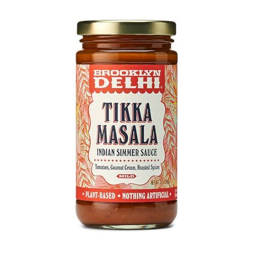 Brooklyn Delhi Tikka Masala - Indian Simmer Sauce - Tangy Tomatoes, Luscious Coconut Cream, Roasted Spices - 12oz - Mild Enough for a kid, Flavorful Enough for a Foodie - Vegan - No Artificial Addi...