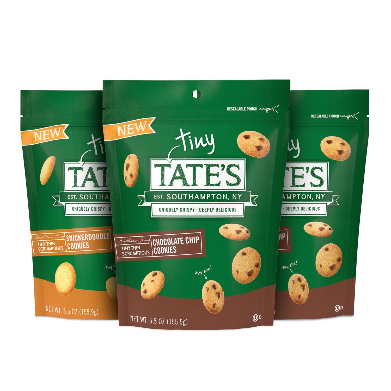 Tate&#39;s Bake Shop Tiny Tate&#39;s Variety Pack, Chocolate Chip &amp; Snickerdoodle Cookies, 3-5.5 oz Bags
