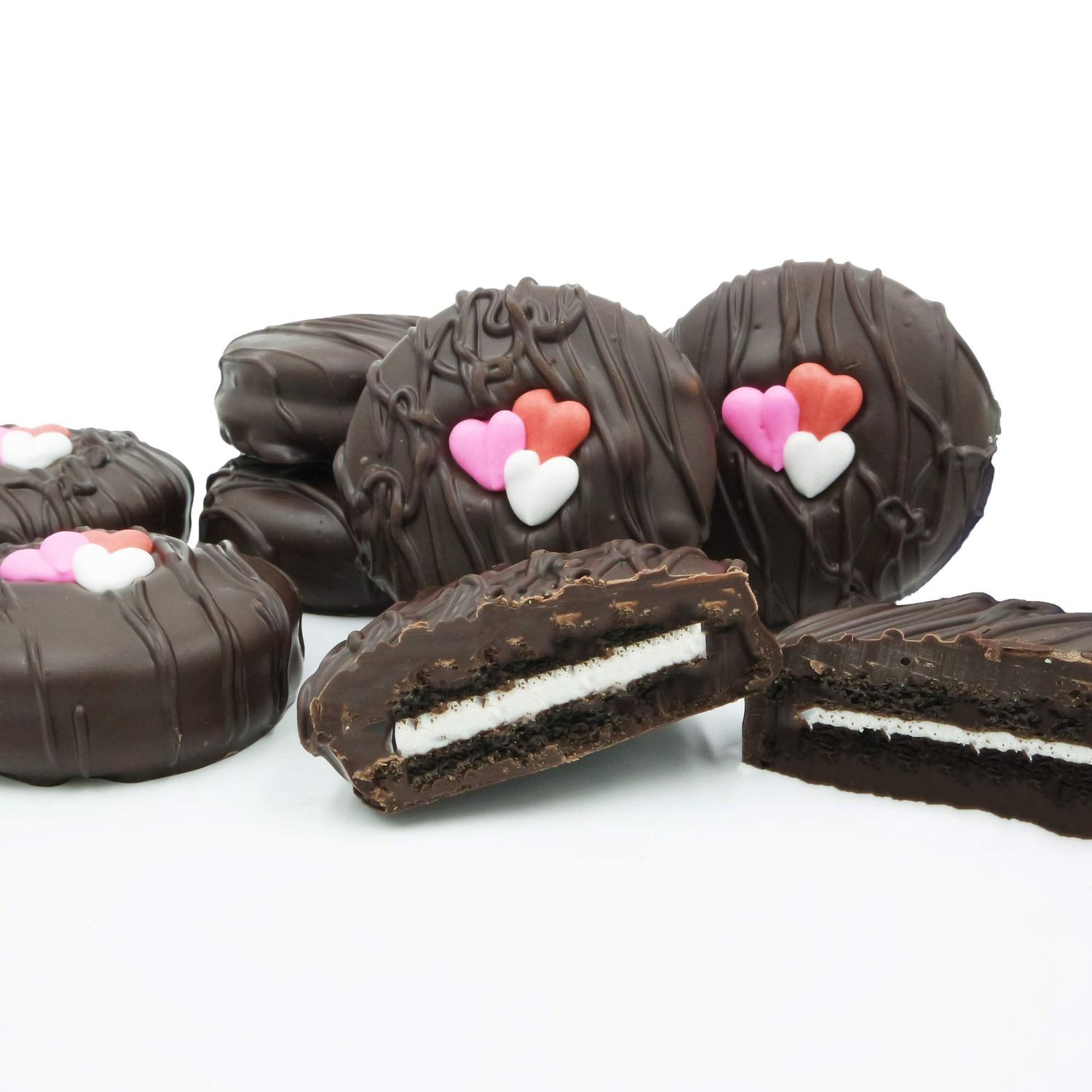 Philadelphia Candies Dark Chocolate Covered Creme Filled Sandwich Cookies, Valentine&#39;s Day Gift 8 Ounce