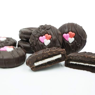 Philadelphia Candies Dark Chocolate Covered Creme Filled Sandwich Cookies, Valentine&#39;s Day Gift 8 Ounce