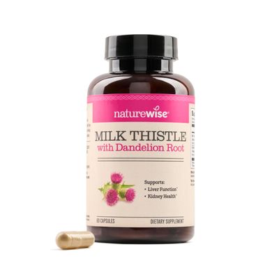 NatureWise Milk Thistle with Dandelion Root - Silymarin - Antioxidant Liver &amp; Kidney Health Support Supplement - Vegan, Non-GMO, Gluten Free - 60 Count60-Day Supply