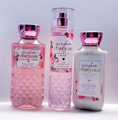 Bath &amp; Body Works Gingham Gorgeous Trio Gift Set - Fragrance Mist - Body Lotion - Shower Gel - Full Size