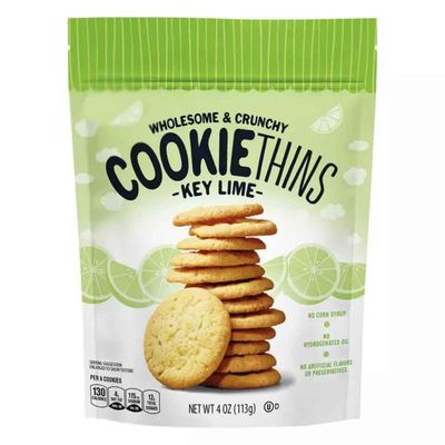 Key Lime Cookie Thins, Crunchy Snack Snacking Food Dessert Gift Treat, 4oz Benton Bag