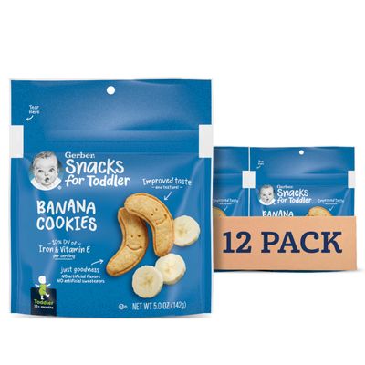 Gerber Snacks for Baby Banana Cookies, 5 Ounce Pack of 12