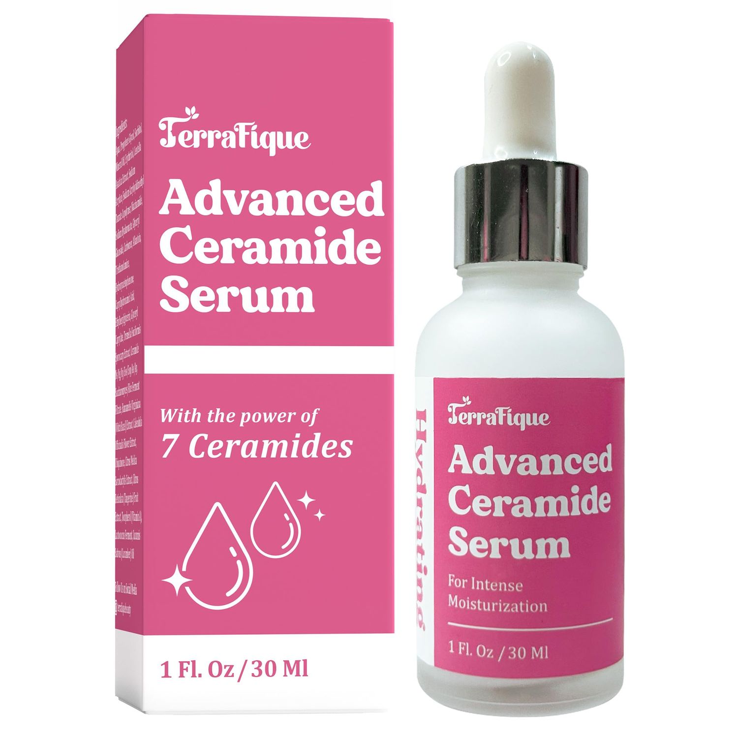 Terrafique Advanced Ceramide Serum - Hydrating - Also Contains Vitamin C, Niacinamide - Ceramide Moisturizer - 1 Fl Oz - Pack of 1