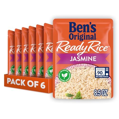 BEN&#39;S ORIGINAL Ready Rice Jasmine Rice, Easy Dinner Side, 8.5 OZ Pouch Pack of 6