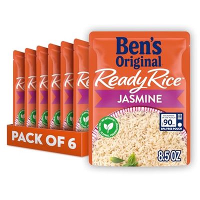 BEN&#39;S ORIGINAL Ready Rice Jasmine Rice, Easy Dinner Side, 8.5 OZ Pouch Pack of 6