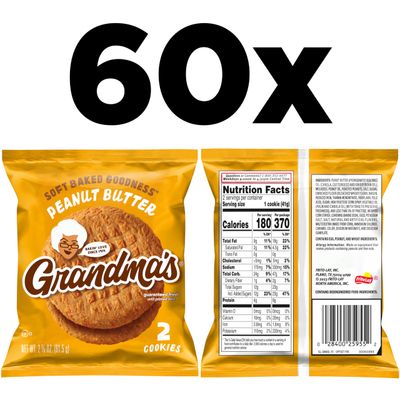 Grandma's Peanut Butter Cookies, 2.5 Ounce Pack of 60