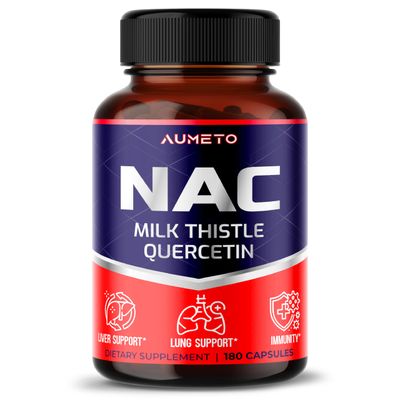 Nac Supplement N-Acetyl-L-Cysteine - Enhanced with Milk Thistle Quercetin for Optimal Immunity, Respiratory, Liver Wellness 180 Count Pack of 1