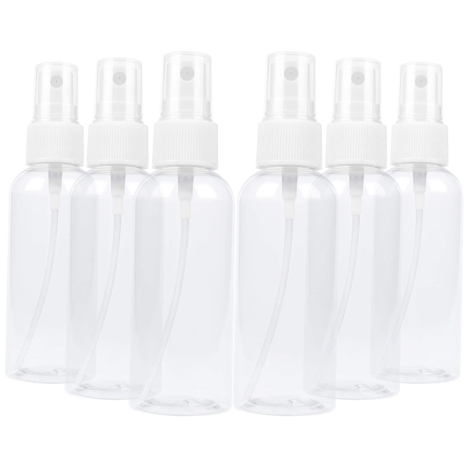 TRENDBOX 6 Pack Empty Transparent Plastic Fine Mist Spray Bottle 60 ml 2 oz