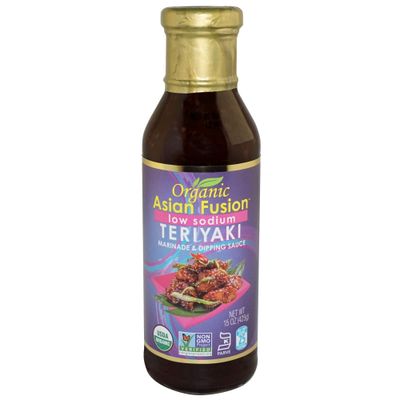 Organic Asian Fusion Low Sodium Teriyaki Sauce- USDA Organic, Non GMO Project Verified, Gluten Free, Kosher Parve, Made in USA, 15 Oz 2 Pack
