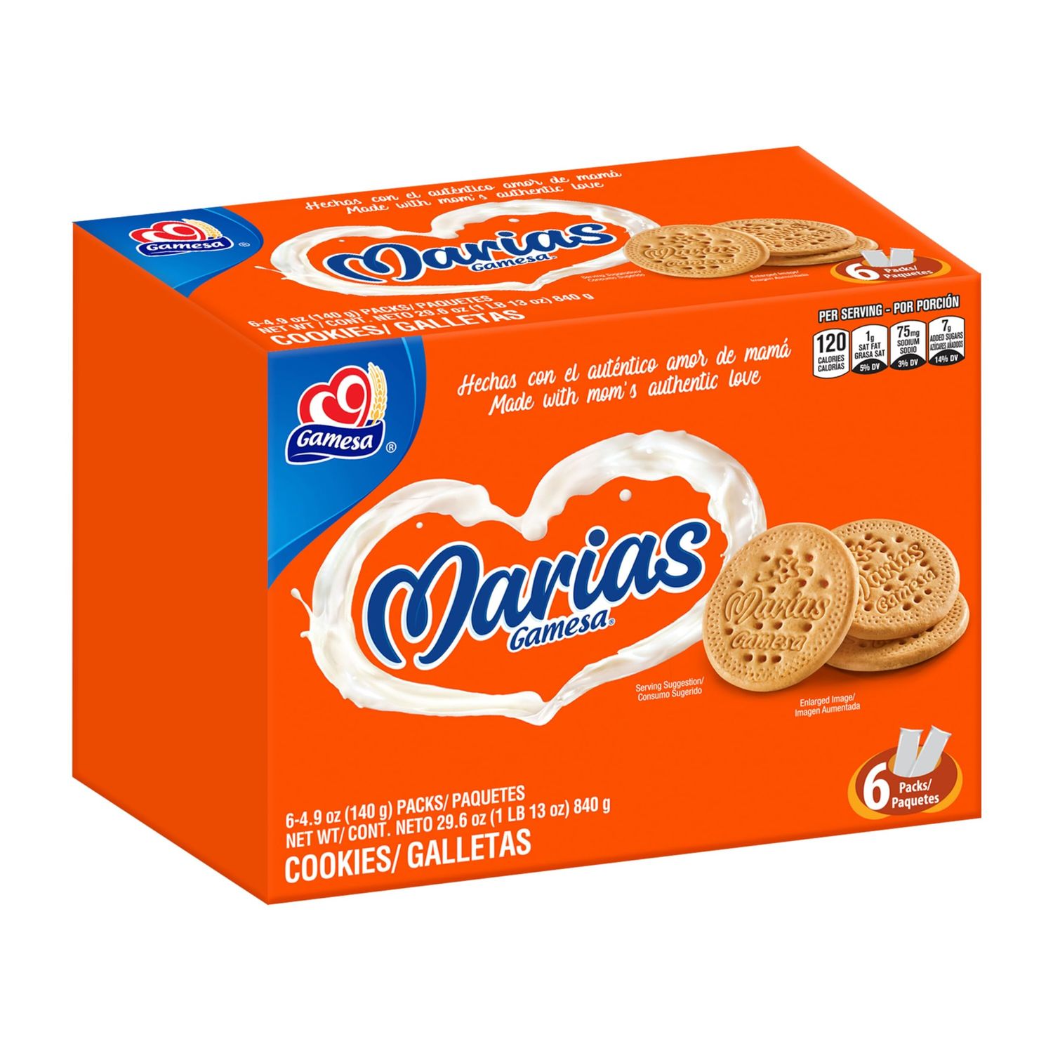 Gamesa Marias Cookies 4.9oz Sleeves, 29.6oz Total Pack of 6