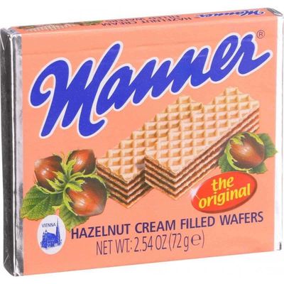 Manner Wafers Hazelnut Cream Filled Wafers, 2.54-Ounce Pack of 12