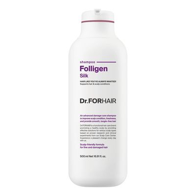 DR.FORHAIR Folligen Silk Shampoo 16.9 fl oz 500 ml For Thinning Hair Damaged Cuticles Growth Care Treatment Sulfate Silicone Free
