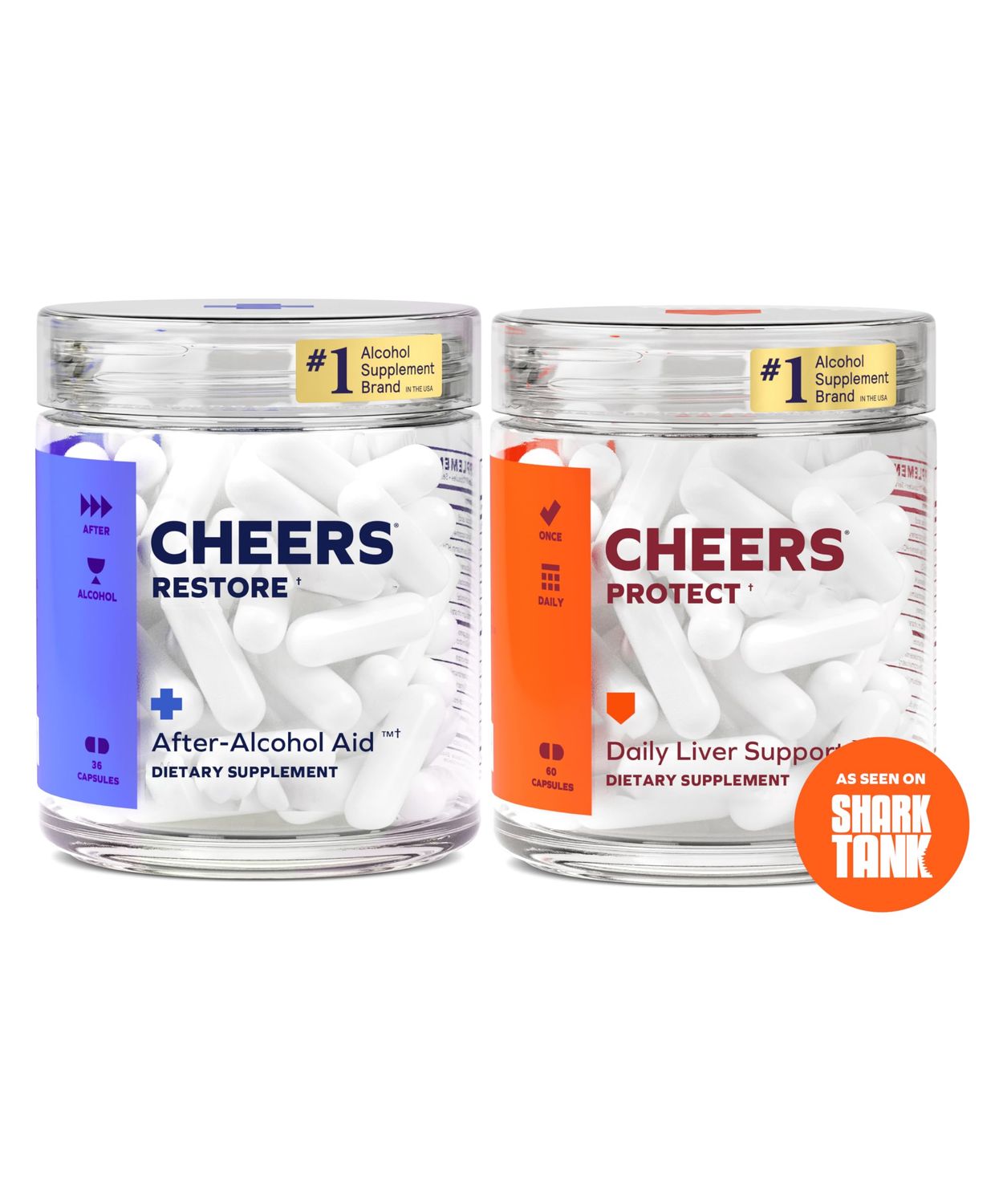 Cheers Liver Combo Restore Protect Support Your Liver &amp; Feel Better After Drinking DHM, L-Cysteine, Milk Thistle, Prickly Pear, B-Vitamins 12 Doses Restore, 30 Doses Protect Supplements