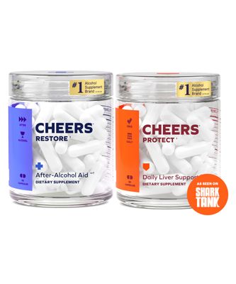 Cheers Liver Combo Restore Protect Support Your Liver &amp; Feel Better After Drinking DHM, L-Cysteine, Milk Thistle, Prickly Pear, B-Vitamins 12 Doses Restore, 30 Doses Protect Supplements