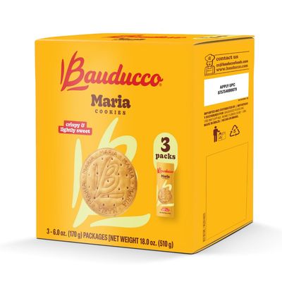 Bauducco Maria Cookies, 18.0 oz Pack of 3 - Classic Crispy Cookies for Snacking, Coffee, or Tea - Perfect Dessert Treat with No Artificial Flavors or Colors