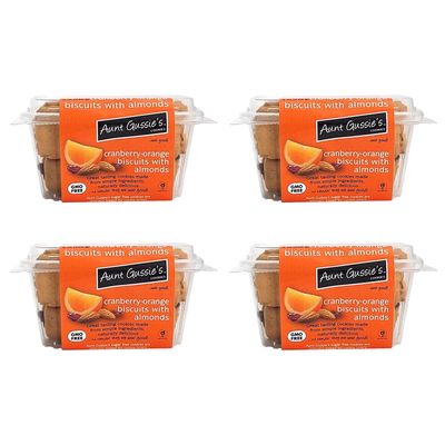 Aunt Gussie&#39;s - No Sugar Added Wheat Cranberry Orange with Almond Biscuits - 4 Pack