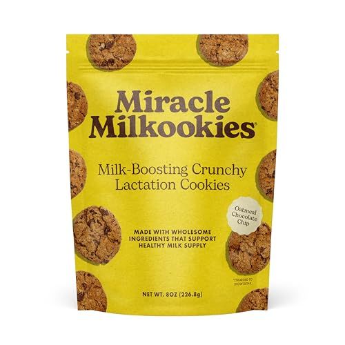 Miracle Mama Milkookies- Lactation Cookies - Oatmeal Chocolate Chip- Support Milk Supply with Oats, Flaxseed &amp; Brewers Yeast - Delicious, Nourishing Treat for Moms Pack of 1, 8 oz Bag