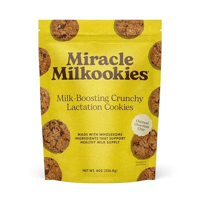 Miracle Mama Milkookies- Lactation Cookies - Oatmeal Chocolate Chip- Support Milk Supply with Oats, Flaxseed &amp; Brewers Yeast - Delicious, Nourishing Treat for Moms Pack of 1, 8 oz Bag