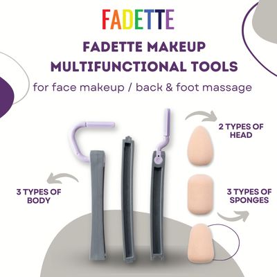 FADETTE Multifunctional Makeup Tool Set with Makeup Roller Sponge Powder or Pact Foundation Roller Puff, Korean K-Beauty Tools for Face, Body 3 Applicators and 3 Roller Puff Sponges
