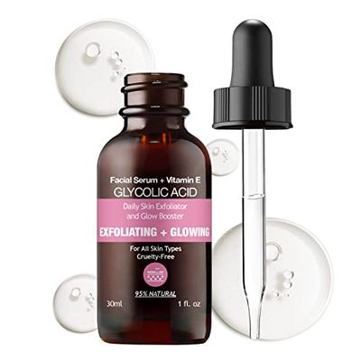 MADE IN USA 95 NATURAL GLYCOLIC ACID Facial Serum for Exfoliating Smoothing Glowing Face Skin with Allantoin Soybean 30ml 1 fl oz - PURIFECT by Symphony Beauty - Non Irritating Formula