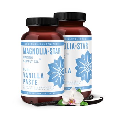 Magnolia-Star Vanilla Bean Paste, 16 oz., Made with Organic Agave, Vanilla Bean Powder &amp; Double Strength Pure Vanilla Extract 8 oz. Bottles, 2 Ct