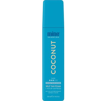 Minetan Coconut Tan Self Tan Foam Tanning Treatments Collection - Deep Dark Brown Skin Finish, 1 Hour Express Mousse, Face &amp; Body Fake Tanner, Ultra Hydrating Glow, Vegan &amp; Paraben Free, 6.7 Fl Oz