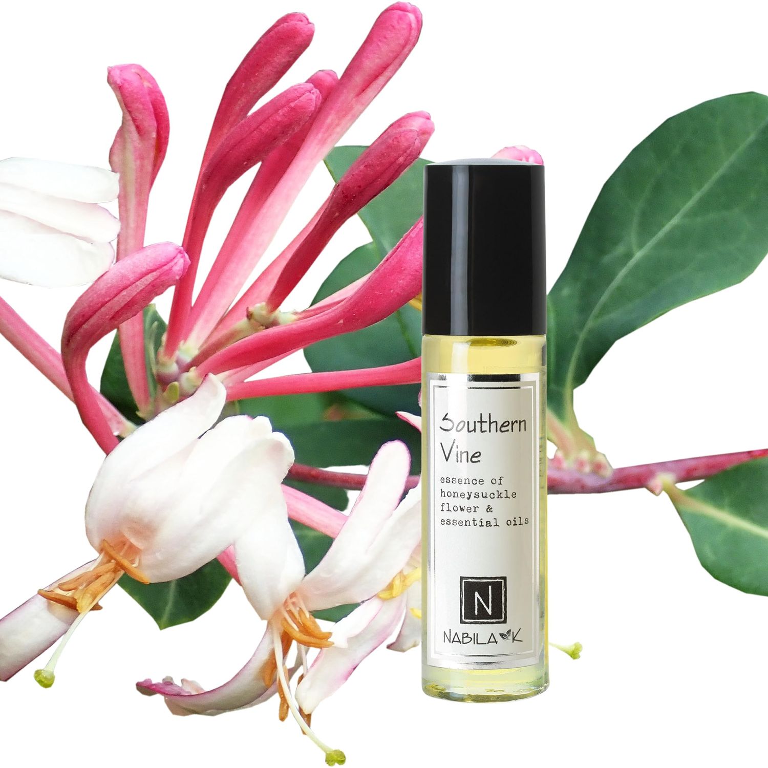 Nabila K Southern Vine Roll-On Perfume with Honeysuckle Essential Oil Alcohol-Free, All-Natural, Organic, Long-Lasting Fragrance - Travel-Size Perfume for Women - TSA Approved, 0.33 oz 10 ml