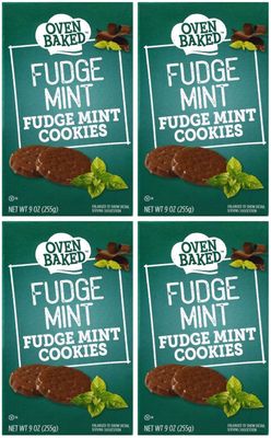 Oven Baked Fudge Mint Cookies, 4 Boxes Total 36 oz