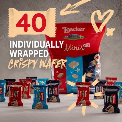 Loacker Minis Wafer Variety Pack - 30 Less Sugar - Premium Assorted Cream Filled Wafer Cookies - Mix of Hazelnut, Chocolate and Vanilla Crispy Wafers - NON-GMO - Sustainably Sourced Ingredients - 1...