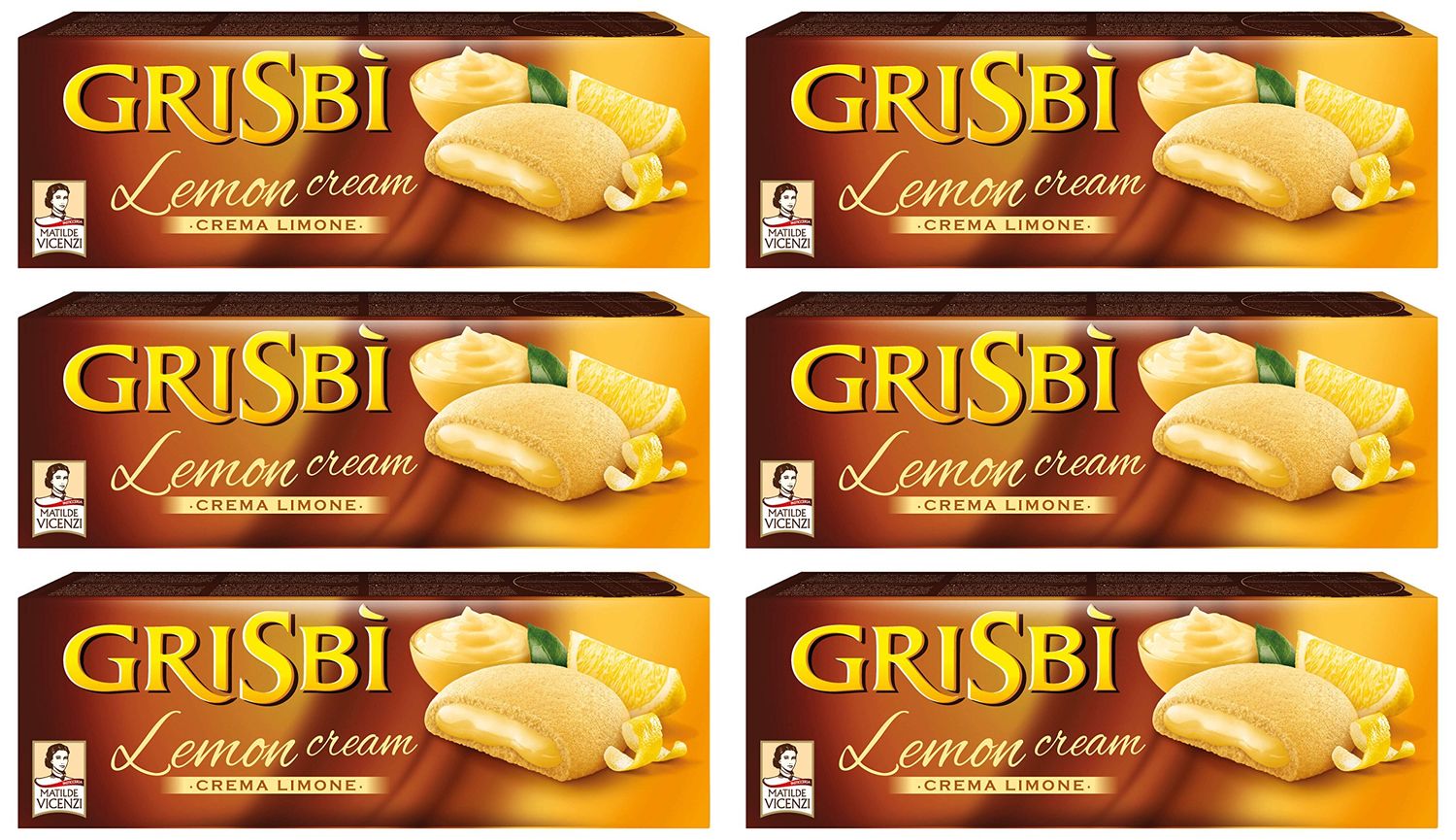 Vicenzi: Grisbi Lemon Cream Italian Shortcrust Biscuits filled with Lemon Cream 5.3 Ounces 150g Package Pack of 6 Italian Import