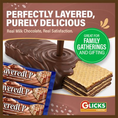 LayeredUp Wafer Cookies, Rich Milk Chocolate Coated Wafers, 24 Pack Light &amp; Crunchy Individually Wrapped Snack Bars Cholov Yisroel
