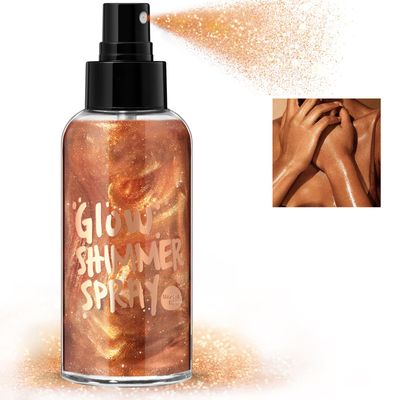 HOSAILY Body Glitter Spray - Bronze Body Shimmer for Face, Hair &amp; Body, Moisturizing Luminizer Glow Illuminator, Quick-Drying Sparkling Glitter Spray Liquid Highlighter Makeup 04