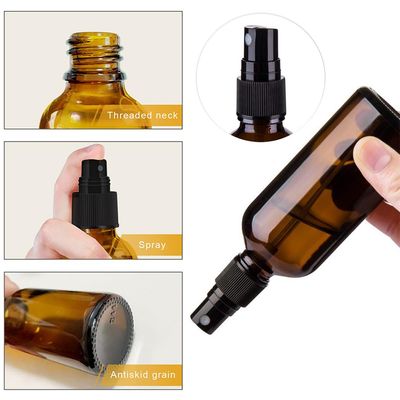 ILSSLI Glass Spray Bottles Amber Empty Spray Bottle Set of 5 Fine Mist Small Spraying Bottle with Funnel and Labels for Essential Oil Perfume Hair, 1.7oz