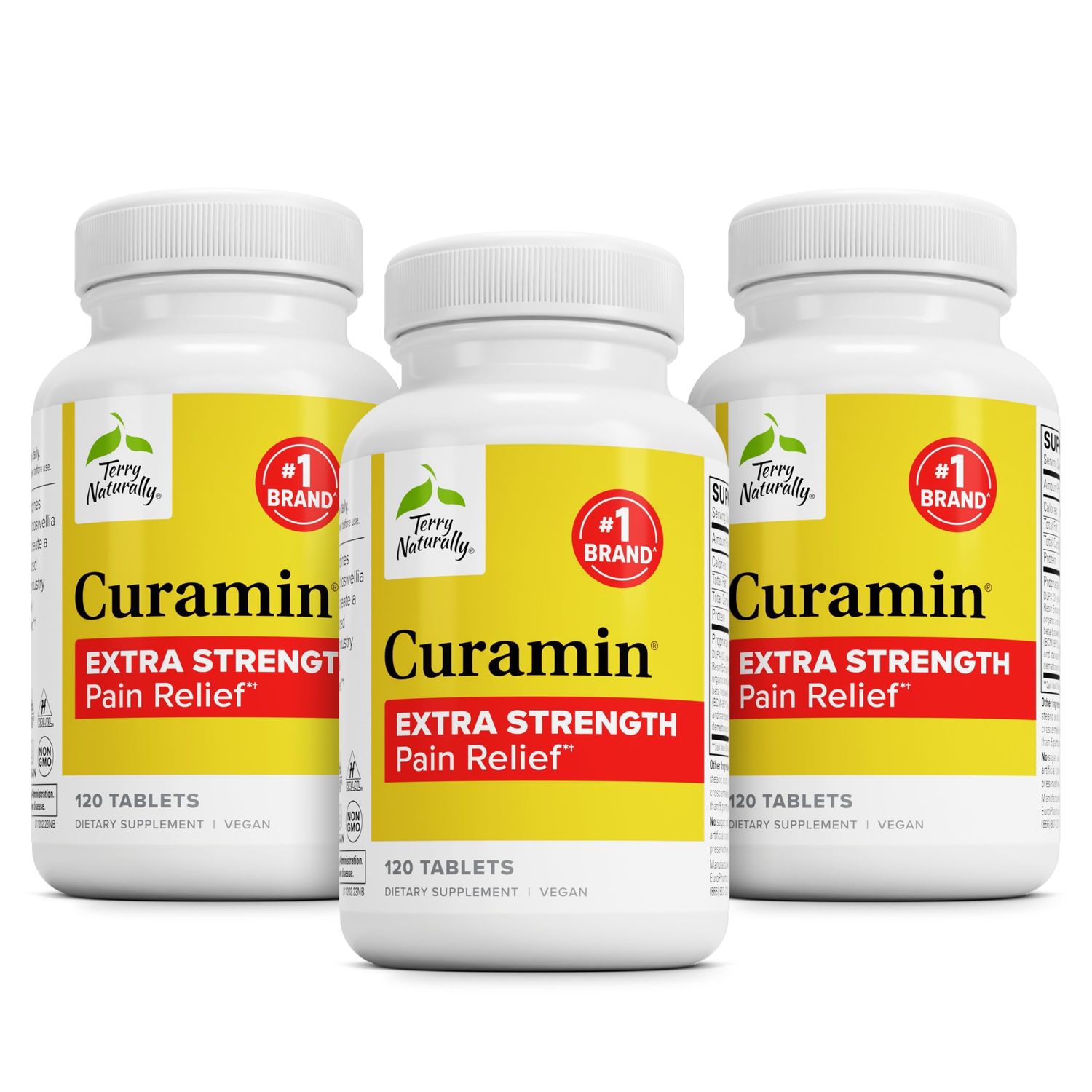 Terry Naturally Curamin Extra Strength - Curcumin &amp; Boswellia for Healthy Circulation Support - Turmeric Supplement to Support Joints, Muscle Health &amp; Endorphin Production - 120 Tablets Pack of 3