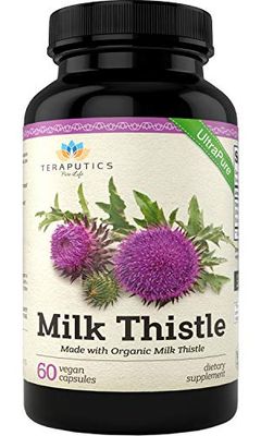 Organic Milk Thistle Non GMO 2000mg 4X Concentrated Vegan Daily Supplement wSilymarin Seed Extract for Liver Support, Detox and Cleanse - 60 Veggie Capsules