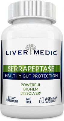 Serrapeptase Pure Digestive Enzymes Enteric Coated - Premium Healthy Gut Protection &amp; Liver Support - Non-GMO, Vegan Liver Supplement for Gut Health. Digestive Enzymes &amp; Tissue Support 60 Caps