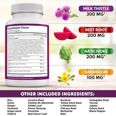 NEW AGE Milk Thistle NAC Chanca Piedra Beet Root Artichoke Dandelion Root Astragalus - Plus TUDCA &amp; Ginger - 180 Count