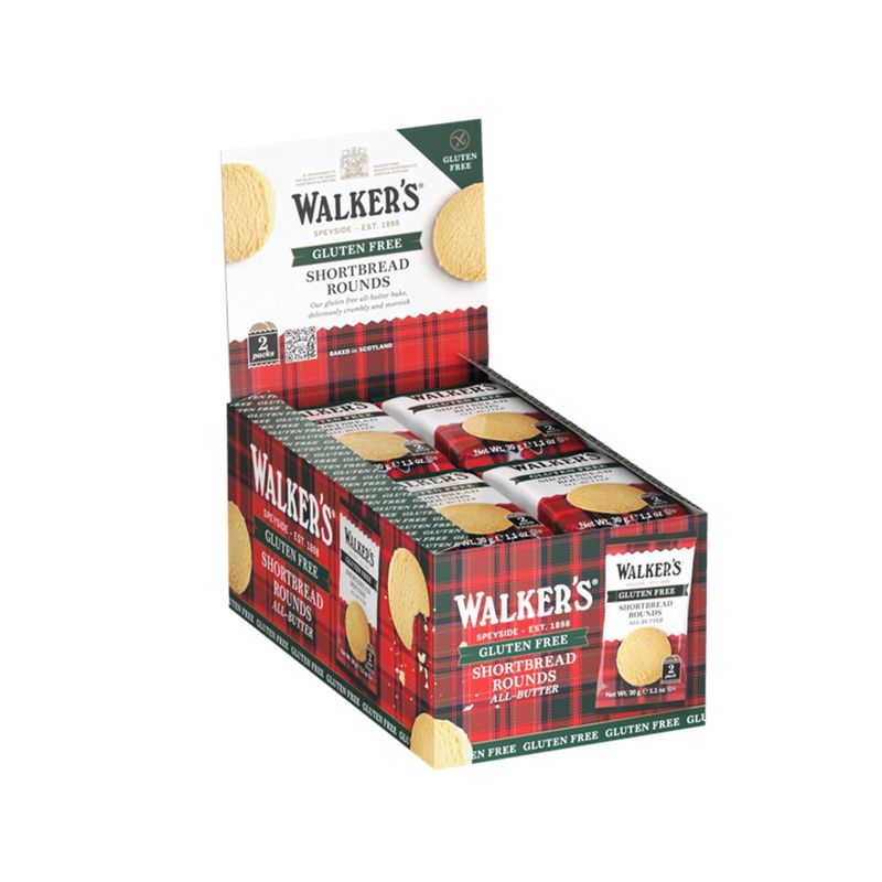 Walkers All-Butter Shortbread Rounds, Gluten Free Cookies - Individually Wrapped Cookies Pack of 24 - Authentic Shortbread Cookies from Scotland