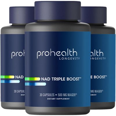 ProHealth NAD Triple Boost. 3X The NAD Boost. Doctor Formulated, Extra Strength Supplement, Includes 500mg Niagen Nicotinamide Riboside NR The Active Ingredient in NMN 30 Servings 3 Pack