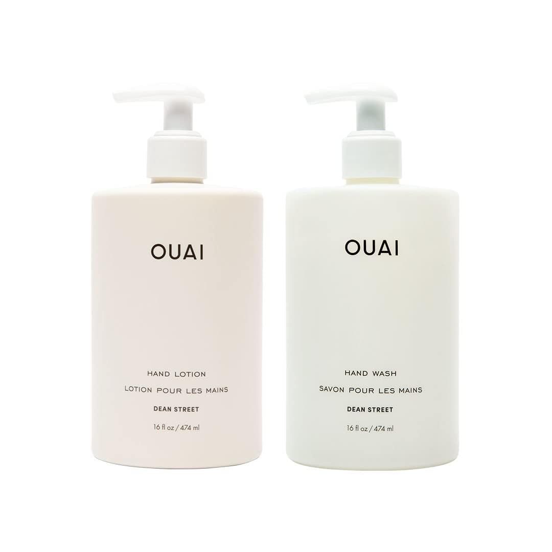 OUAI Hand Wash and Hand Lotion Set, Dean Street Scent - Moisturizes and Exfoliates with Daily Use - Made with Jojoba Esters, Avocado &amp; Rosehip Oils 16 Fl Oz Each