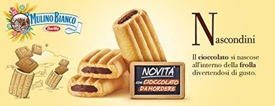 Mulino Bianco Nascondini 330g - Authentic Italian Biscuits with Hidden Chocolate Cream Filling - Perfect Snack or Coffee Companion - Made with Natural Ingredients and No Palm Oil