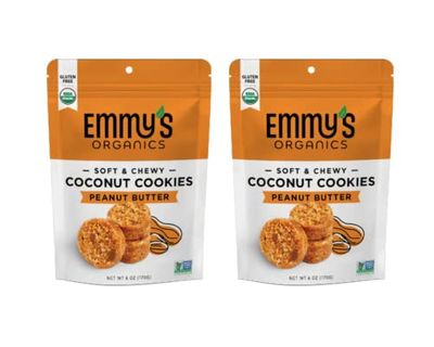 Emmy&#39;s Organics, Coconut Cookies - Peanut Butter, 6 oz Pack of 2 Gluten-Free Organic Cookies, Vegan, Paleo-Friendly
