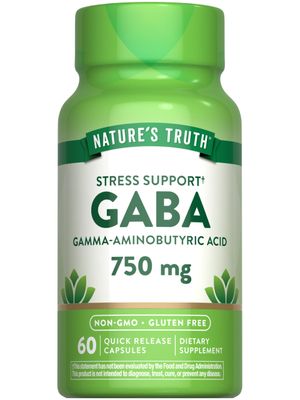 Nature&#39;s Truth GABA 750mg Capsules 60 Count Gamma Aminobutyric Acid Supplement Non-GMO &amp; Gluten Free Supplement
